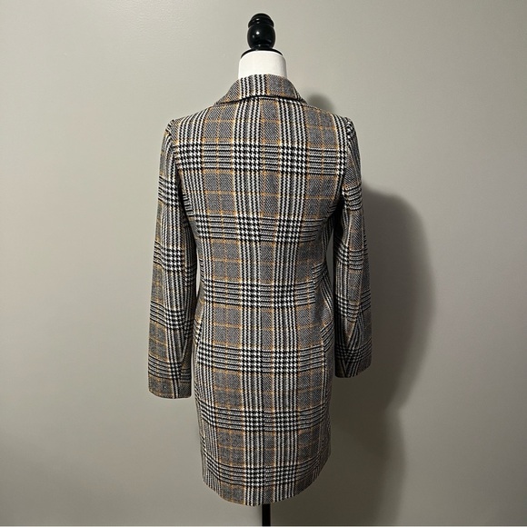 Vero Moda Cindy Notch Lapel Plaid 3/4 Length Wool Jacket - Picture 9 of 13